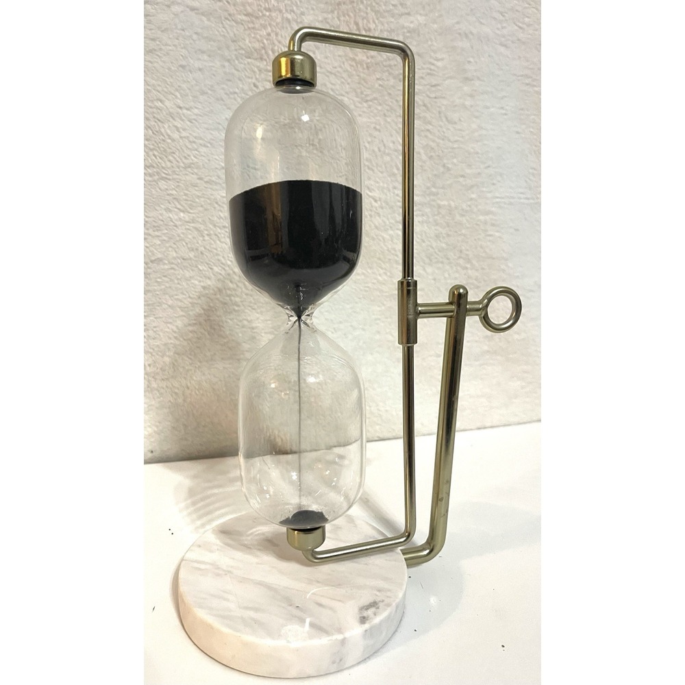 vintage hourglass sand timer with marble base And Brass Hardware See Details - Picture 3 of 6